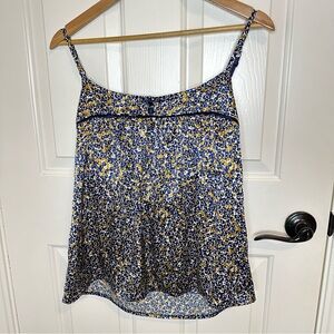 New York & Co Floral Satin Babydoll Shelf Unpadded Bra Cami Top Sz M Fairy Boho
